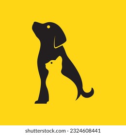dog and cat pets modern minimal simple mascot logo vector icon illustration