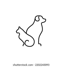 Dog And Cat Profile Logo Design. Pet Shop Or Veterinary Clinic Logo Icon Vector.