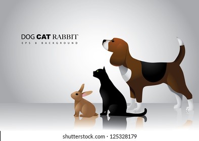 Dog Cat and Rabbit Vector Design EPS 8 no open shapes or paths grouped for easy editing.