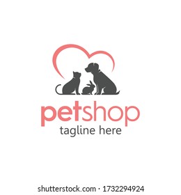 dog, cat, and rabbit vector illustration for the pet shop logo