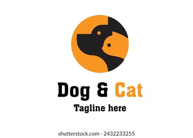 Dog and Cat round circle logo design template