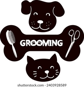 Dog cat scissors and comb. Groomer and grooming salon symbol