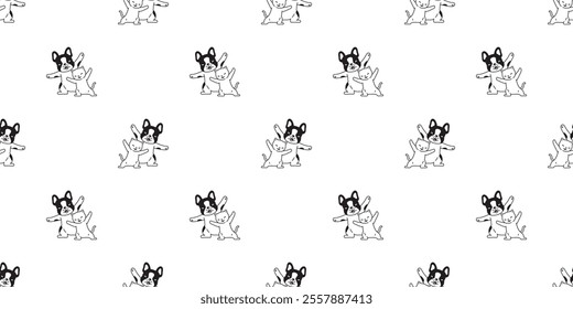 dog cat seamless pattern french bulldog smile vector cartoon kitten neko calico puppy pet doodle tile background gift wrapping paper repeat wallpaper illustration scarf isolated design