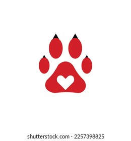 Dog or cat set paw print flat icon for animal apps and websites. Template for your graphic design. Vector illustration. Isolated on transparent background
