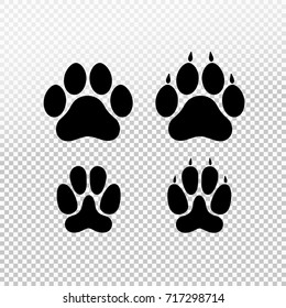 Dog or cat set paw print flat icon for animal apps and websites. Template for your graphic design. Vector illustration. Isolated on transparent background