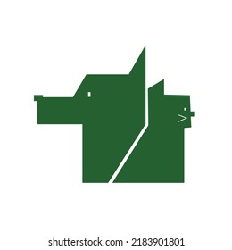Dog and Cat Silhouette green color vector