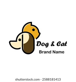 Dog cat silhouette icon logo template vector illustration