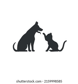 Dog Cat Silhouette Isolated On White Stock Vector (Royalty Free ...