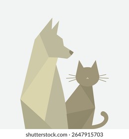Dog and Cat Silhouette Logo Minimal Style Vector Illustration.