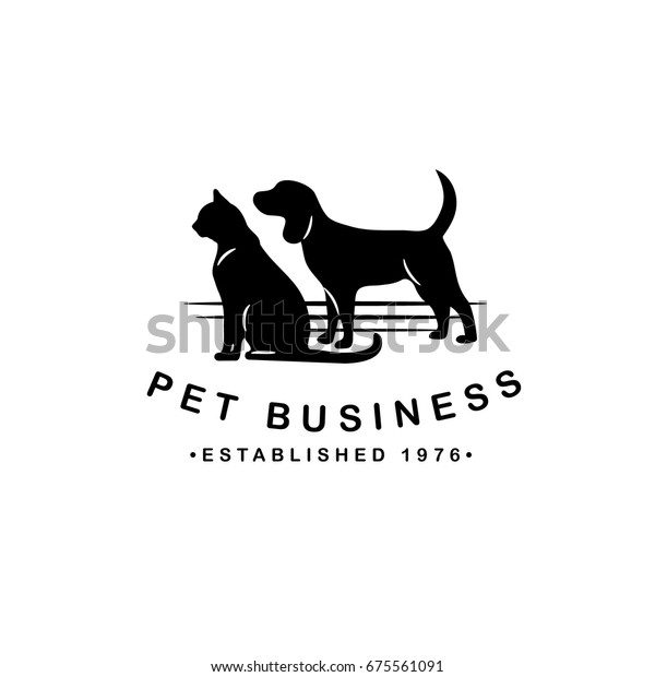 Dog Cat Silhouette Logo Pet Business Stock Vector Royalty Free