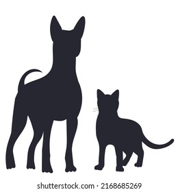 dog and cat silhouette on white background, isolated, vector