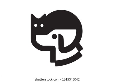 Dog and Cat silhouette and pet shop Logo Design