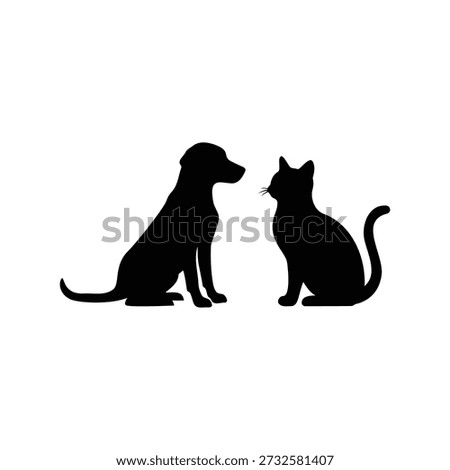 Dog and cat silhouette vector flat illustration design.