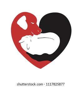 dog and cat silhouette vector illustration
