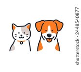 Dog and cat simple icon illustration material