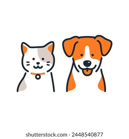 Dog and cat simple icon illustration material