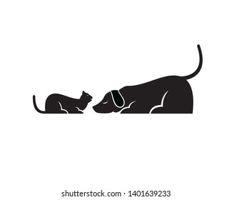 Dog and Cat Sitting Together