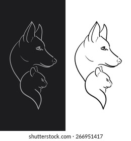 Dog and cat sketched vector illustration