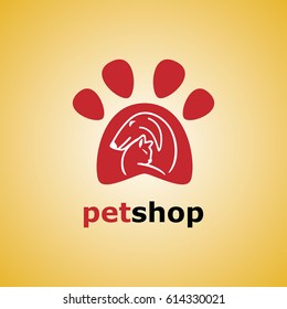 Dog and cat symbol. Vector. Paw logo template, animal day care and pet shop