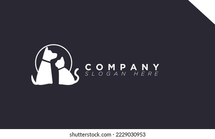 dog and cat together Monogram logo and Icon for branding