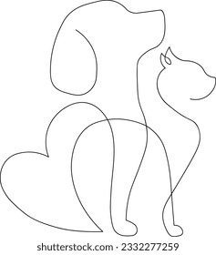 dog and cat together waiting centered