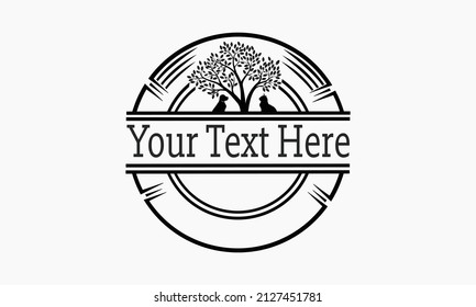 Dog With Cat And Tree logo design template. Vector Illustration.