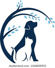 dog and cat tree logo design