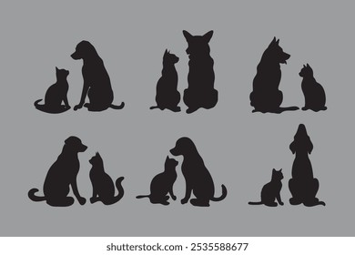 Dog and Cat Vector Bundle - Adorable Pet Illustrations for Vector, Cartoon, and Clipart Designs