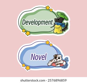 dog and cat Vector cartoon, cute Classification card, icon of book classification, Children's book classification, part1