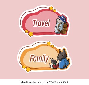 dog and cat Vector cartoon, cute Classification card, icon of book classification, Children's book classification, part2