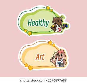 dog and cat Vector cartoon, cute Classification card, icon of book classification, Children's book classification, part4