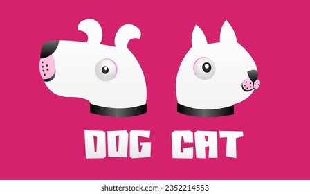 Dog and Cat, Vector cartoon design icon with cute dog and cat shape