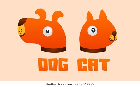 Perro y gato, icono de diseño de dibujos animados vectores con forma de perro y gato adorables