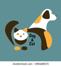 Dog and cat vector illustration. Vector logo for a pet shop, veterinary clinic or animal shelter. 