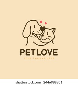 dog and cat vector illustration pet love logo design