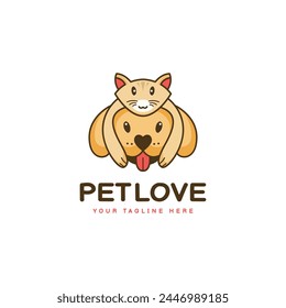 dog and cat vector illustration pet love logo design 4