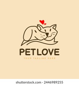 dog and cat vector illustration pet love logo design 2