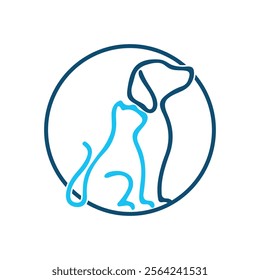 Dog and cat vector logo. Veterinary logo, cat and dog logo design.