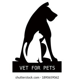 Dog and cat. Veterinary medicine hospital or pet shop for animals. Health care or treatment for domestic animals