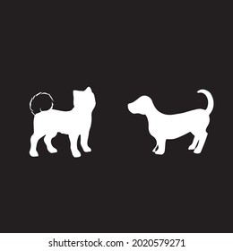 dog and cat white art design