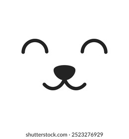 Dog or cat Yours pet cute face black isolated illustration with cartoon vibes. Vector icon in flat style
