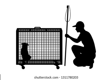 Dog Catcher Silhouette Vector