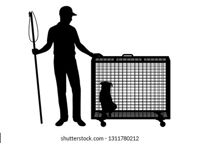 Dog Catcher Silhouette Vector