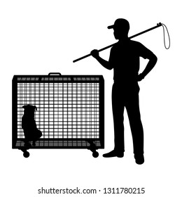 Dog Catcher Silhouette Vector