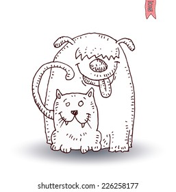 Dog and cat,vector illustration.