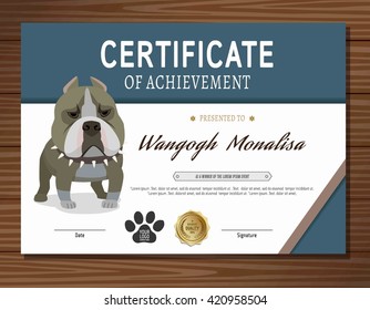 dog certificate template.  flat vector 