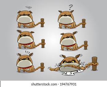 Dog and chain angry animations cartoon vector