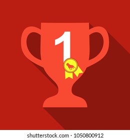 Dog champion cup. Vector flat cartoon illustration