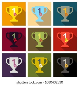Dog champion cup. Vector flat cartoon illustration