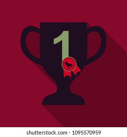 Dog champion cup. Vector flat cartoon illustration